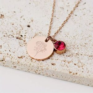 "October" Birth Flower & Glass Gem Sparkle Pendant Necklace